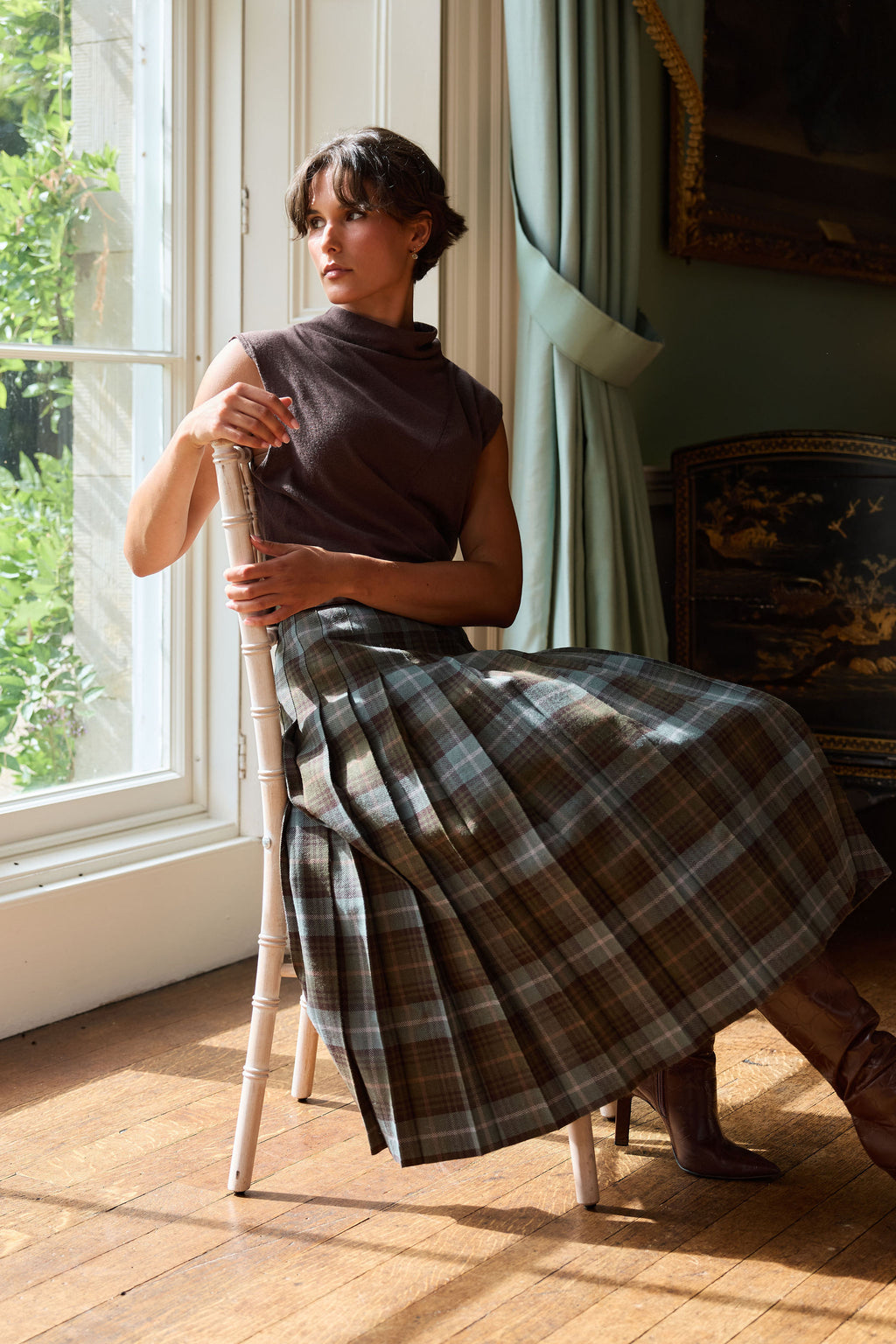 The Fell Light Tartan Midi Skirt