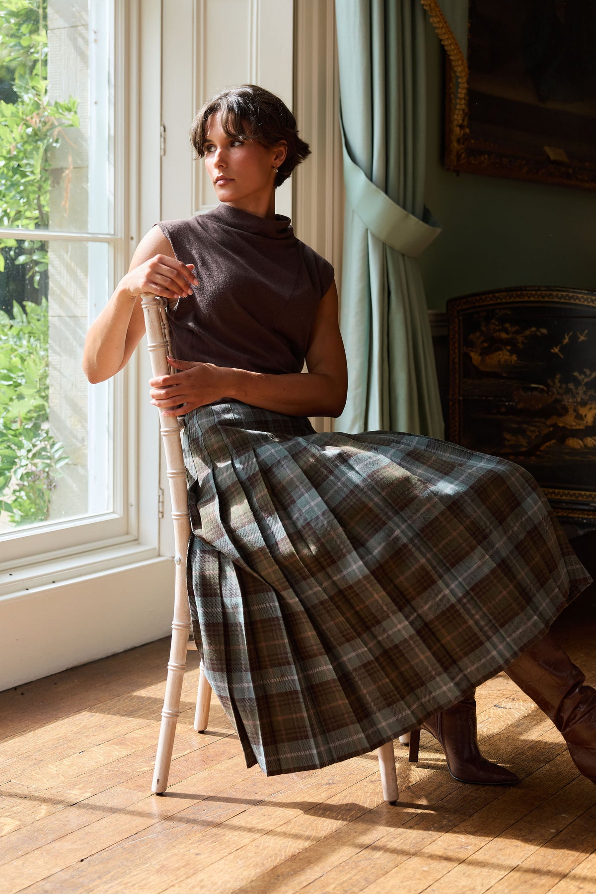 The Fell Light Tartan Midi Skirt