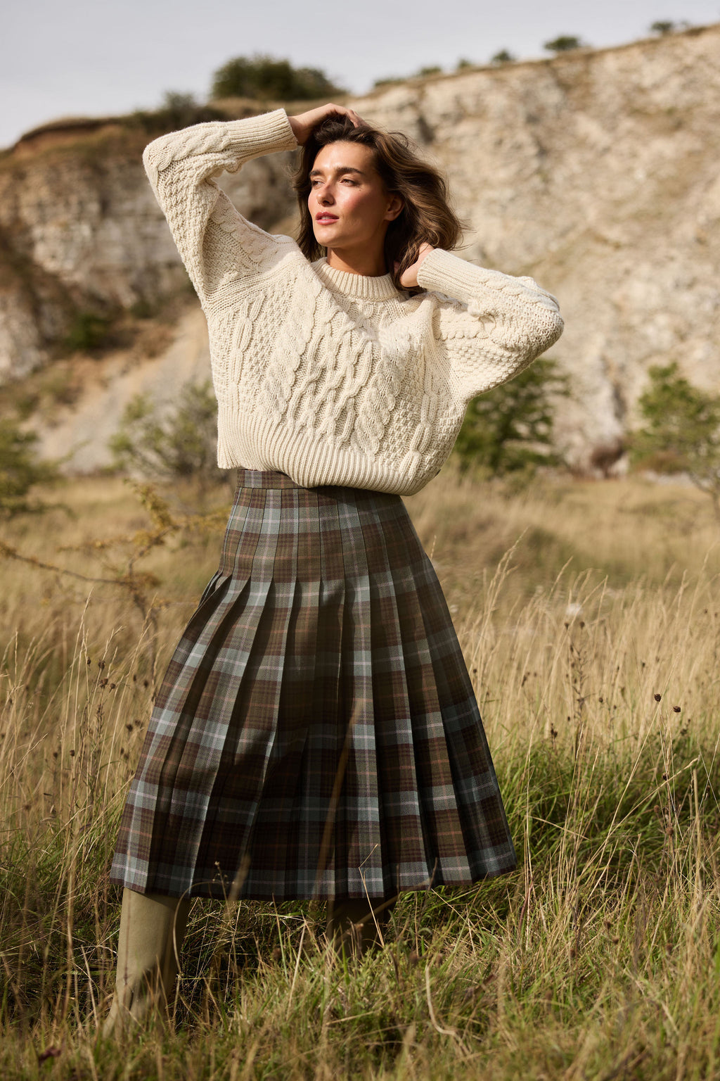The Fell Light Tartan Midi Skirt